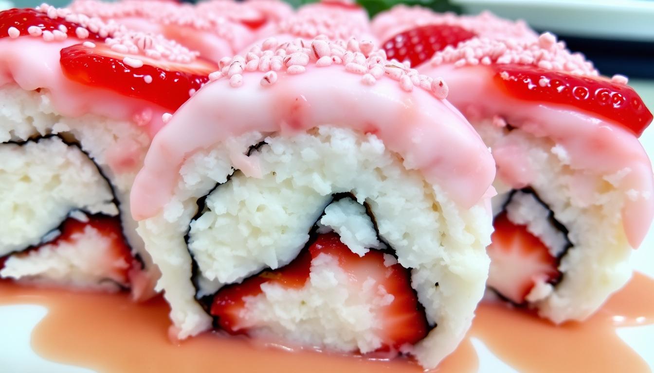 Strawberry Cheesecake Sushi Rolls