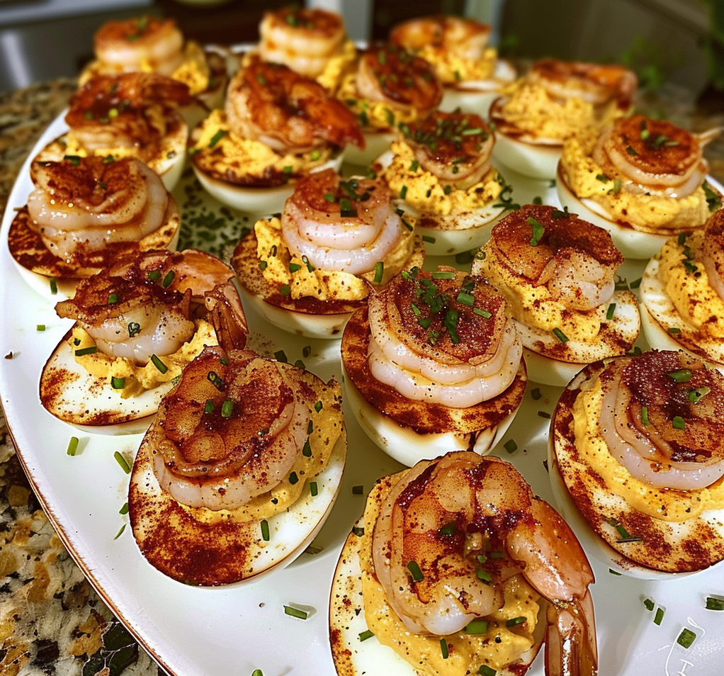Honey Shrimp Deviled Eggs