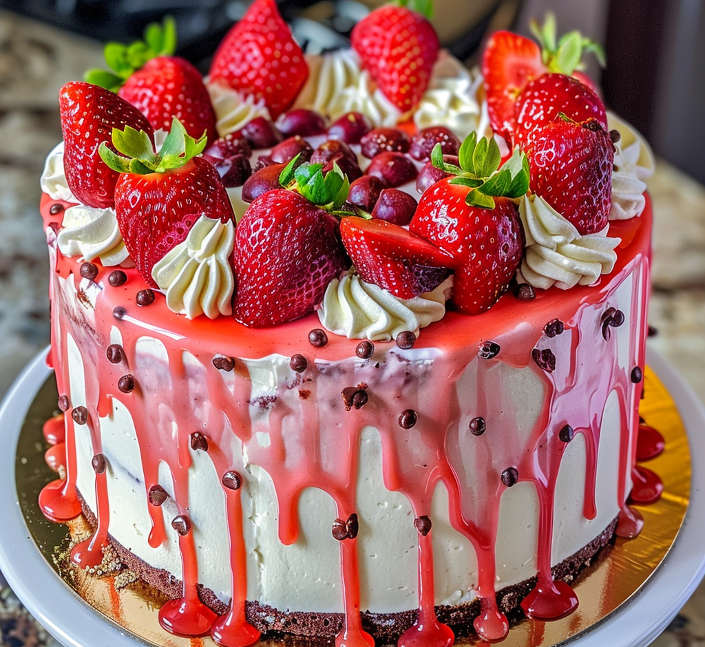Strawberry Drip Cake
