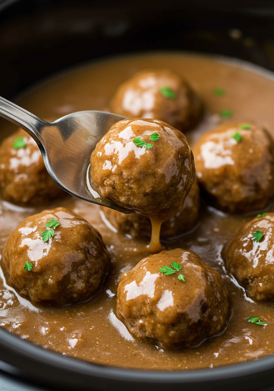 Slow Cooker Salisbury Steak Meatballs