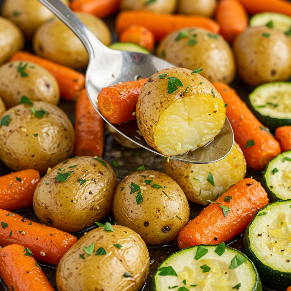 Garlic Herb Roasted Potatoes, Carrots, and Zucchini