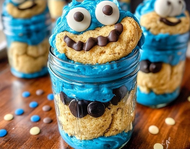 Cookie Monster Cake Jars