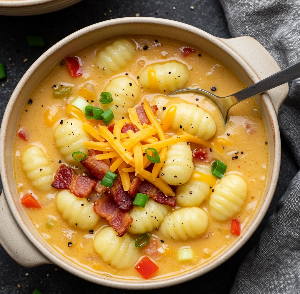 Bacon Cheddar Gnocchi Soup bowl