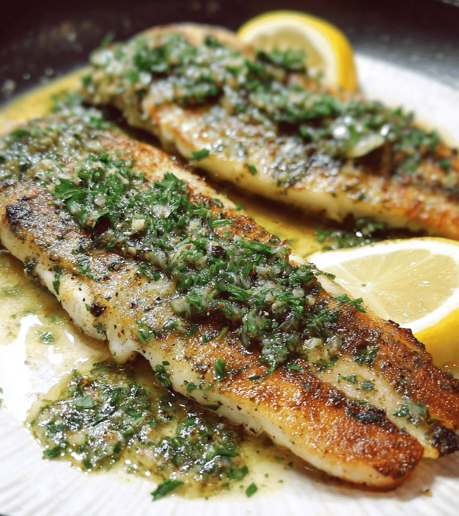 Pan Fried Sea Bass with Lemon Garlic Herb Sauce e1763165957305
